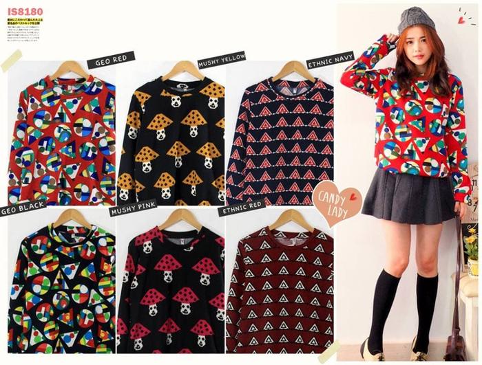 SALE Baju Wanita Candy Lady Motif Sweater Import