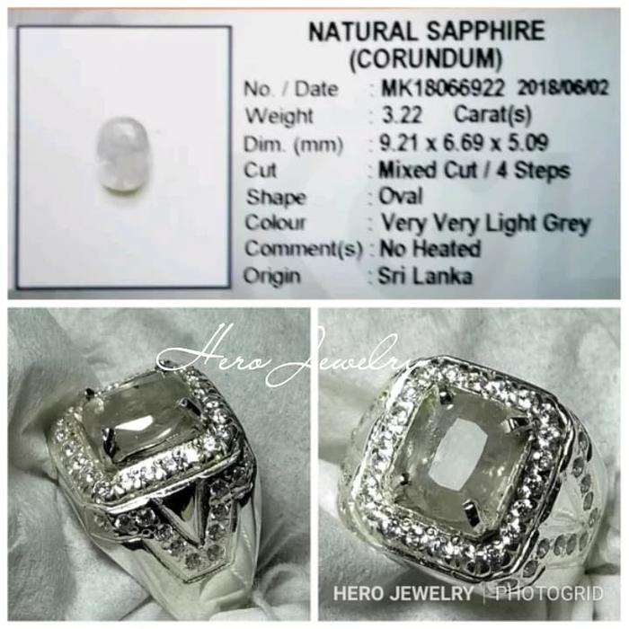 NO HEAT GREY SAFIR SRILANKA SAPPHIRE CEYLON