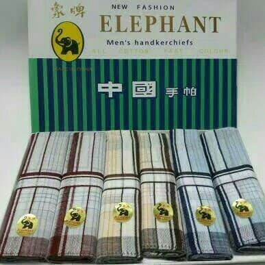 Sapu tangan pria ORIGINAL IMPORT CAP GAJAH / ELEPHANT / Handuk MANDI
