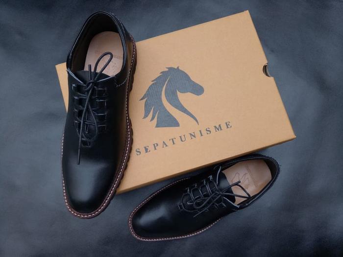 Sepatu Kulit Pria Eudor - Wholecut Oxford Tipe Fullgrain Hitam | Sepatu Kulit Custom | Sepatu Sepata