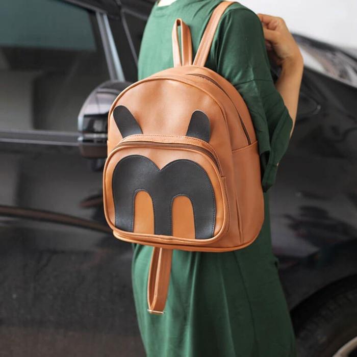 Mini Ransel Kulit MiuMiu Mocca - Ransel Mini Ransel Lucu Tas Wanita