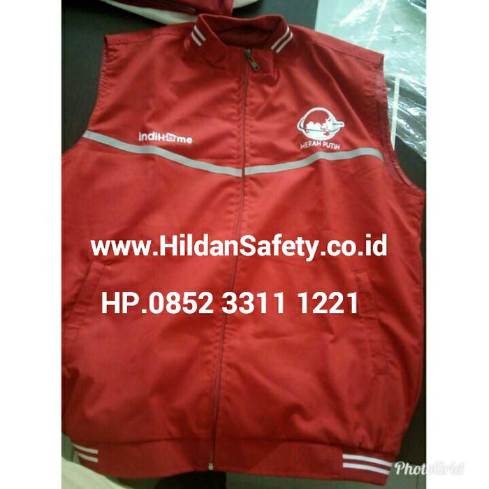Jual Rompi Vest Telkom INDIHOME Merah Putih Bahan Parasut Taslan