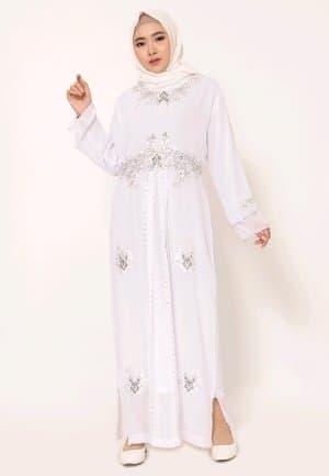 gamis putih jumbo / gamis sifon jumbo / gamis payet putih jumbo