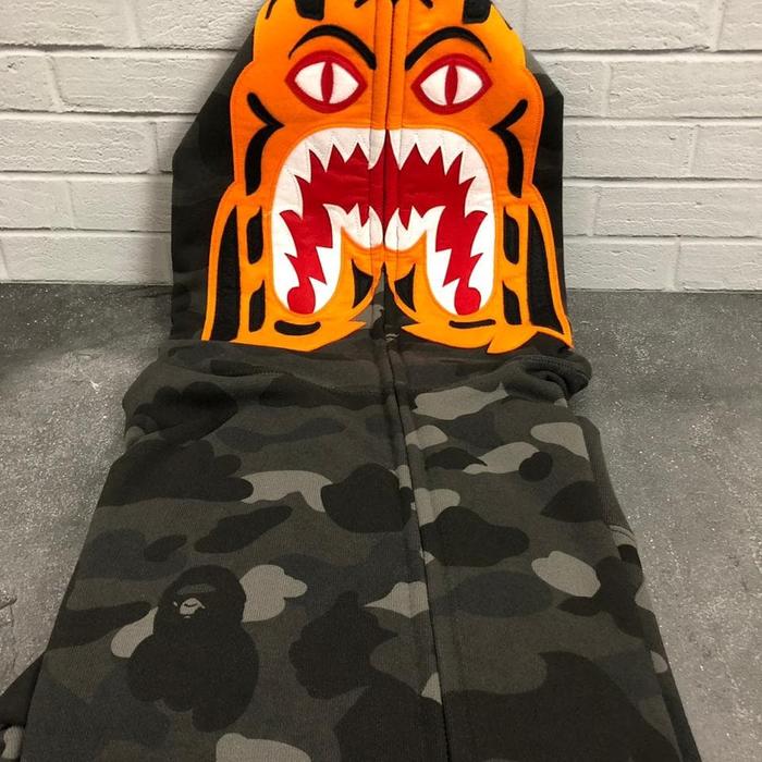 Bape ORIGINAL Color Camo Tiger Shark Full Zip Hoodie L Japan