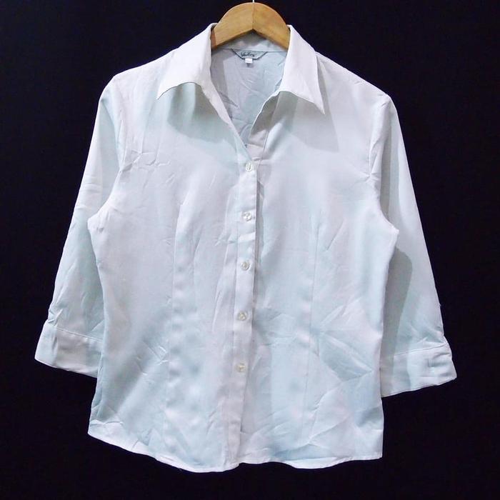 DK316 SIZE L PUTIH TULANG KEMEJA WANITA IMPORT SECOND PRELOVED BEKAS