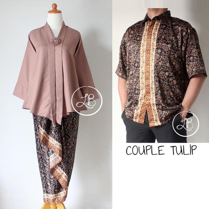Couple Set Kebaya Floy Milo & Kemeja Tulip Lengan Pendek