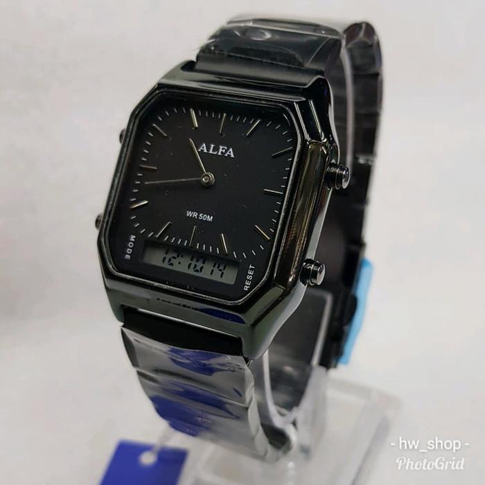 Jam Tangan Wanita Alfa Dualtime Hitam - Seri 8003