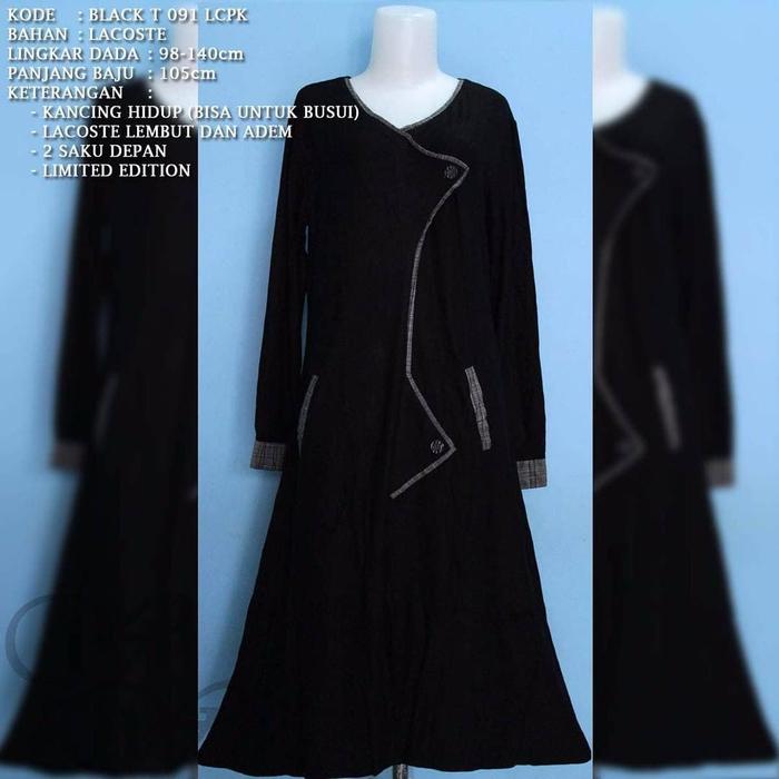 BLACK T 091 LCPK IRENE HIJAB TUNIK MAXI GAMIS SYAR'I DRESS MUSLIMAH