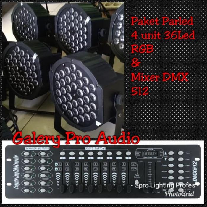 PAKET 4UNIT PARLED 36X3 & MIXER DMX 512 Free kabel