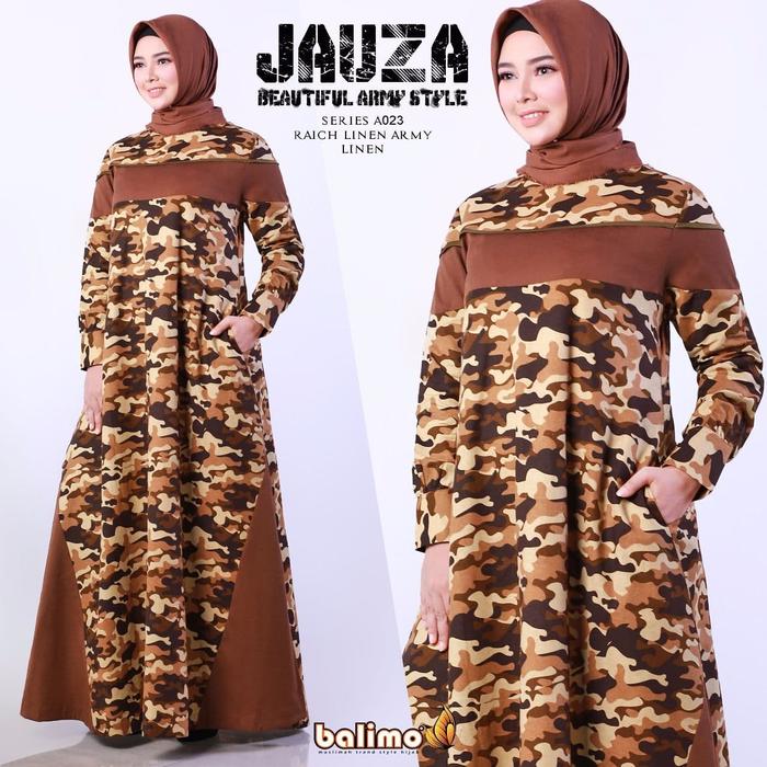 Dress Muslimah Motif Army Jauza Ori Branded by Balimo