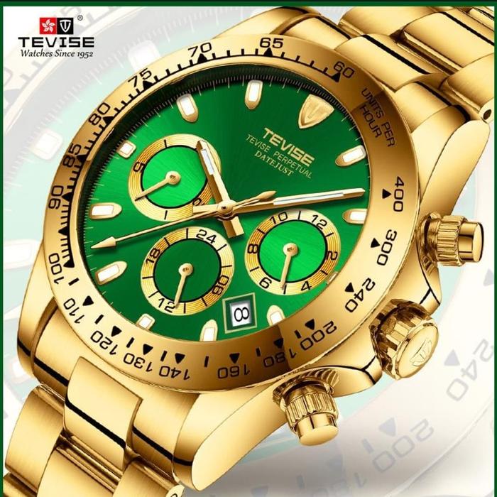 Tevise Daytona Series Green Gold Watch