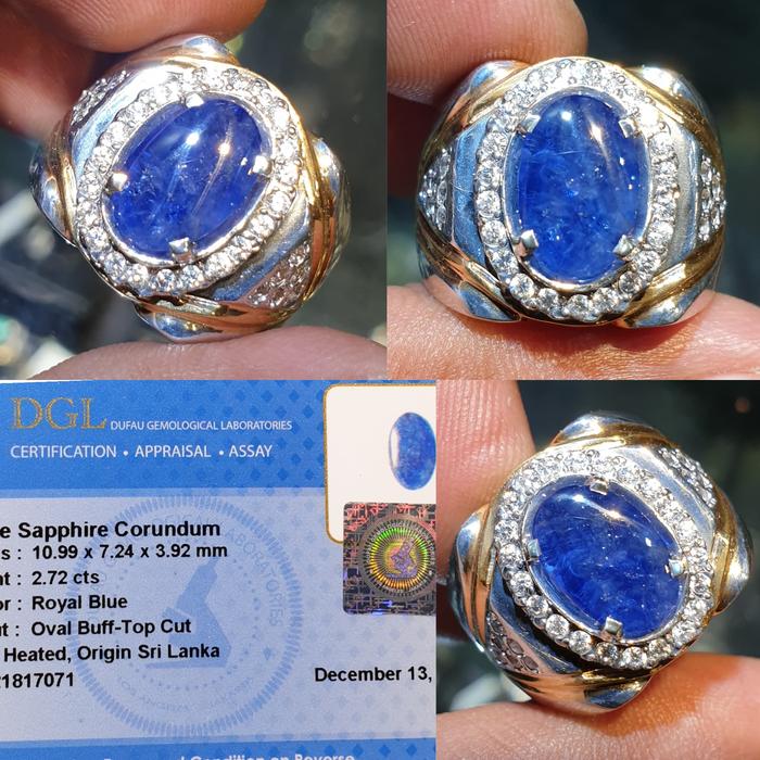 Batu Royal Blue Sapphire Ceylon Srilanka Cabochon Memo 2.72 crt