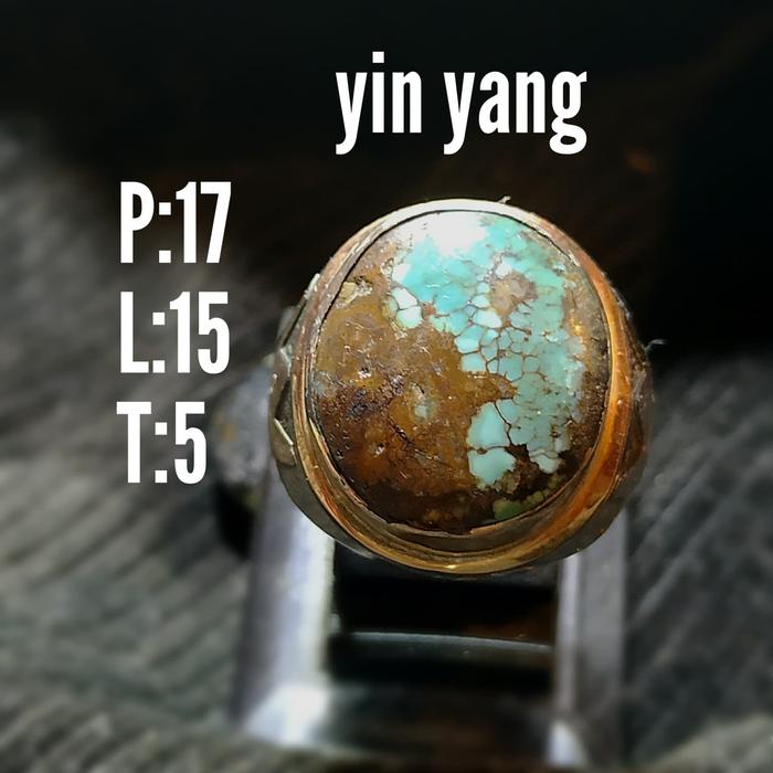 batu pirus gambar yin yang emban perak