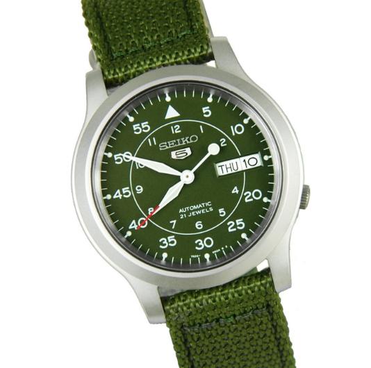 Seiko 5 Automatic SNK805K2 Green Dial & Nylon Strap l SNK 805