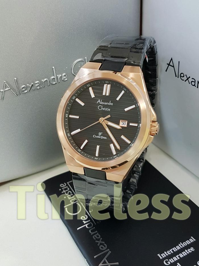 jam tangan pria alexandre christie ac 8563 MD Black Rosegold