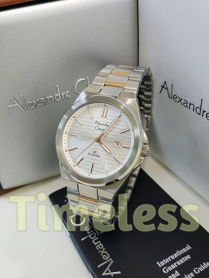 jam tangan pria alexandre christie ac 8563 MD Silver Rosegold