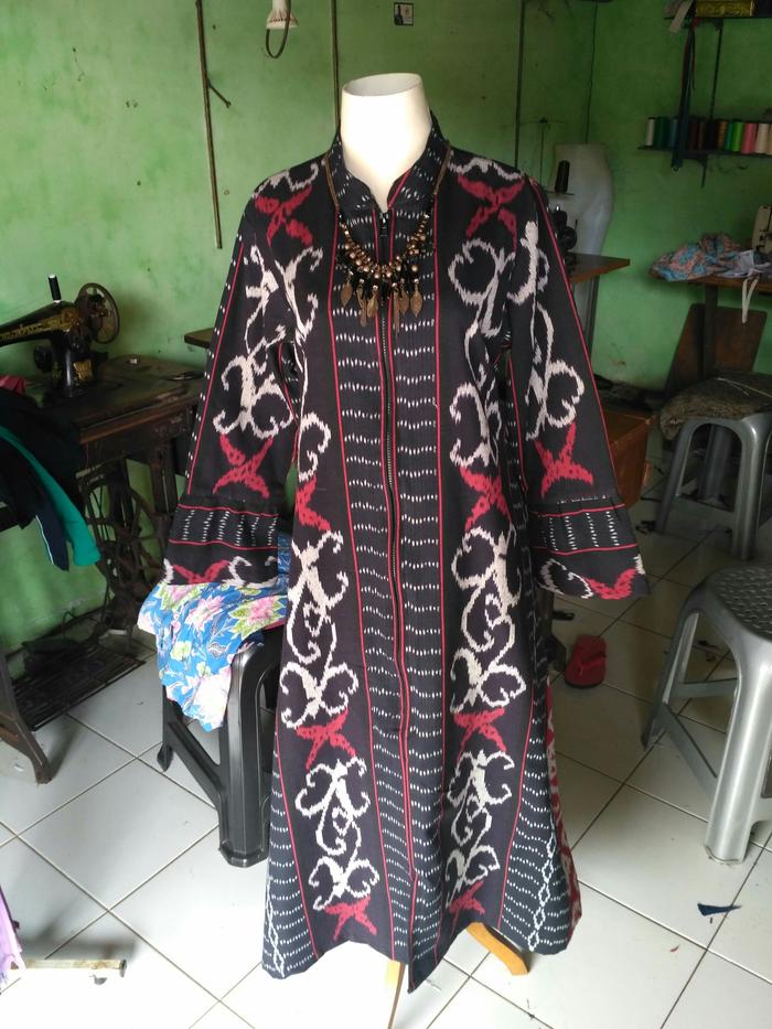 maxi dress gamis muslim ethnic batik modern kain tenun ikat troso
