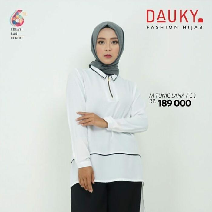 S Tunic LANA by DAUKY / Tunik / Blouse Wanita Chiffon Creppe Putih