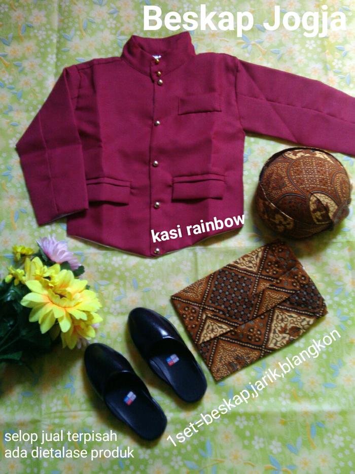 BESKAP MERAH MARRON JOGJA BAYI ANAK KOSTUM JAWA