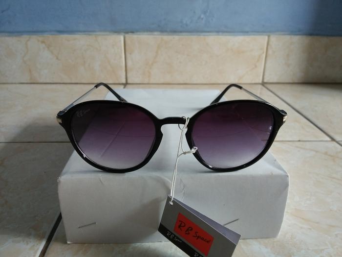 kacamata fashion bulat oval kaca hitam gagang besi trendy gaya CA053