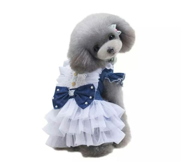 Dog cat fairy jeans ribbon dress