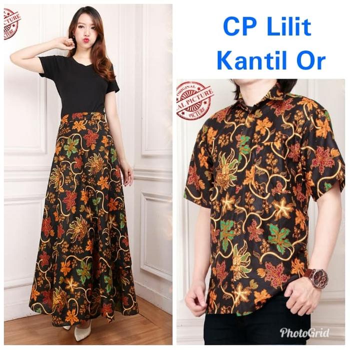 SB Collection Couple Rok Lilit Vinka Payung Maxi Dan Kemeja Batik Pri
