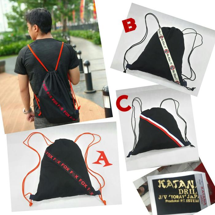 Tas serut backpack ransel A B G tali kur 35 x 47 cm