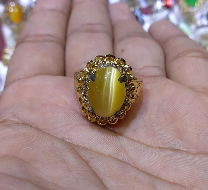 Cincin Wanita Batu Akik Mata Kucing Kuning Yellow Cat Eye Unik