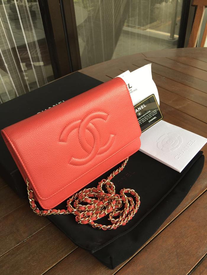 Chanel CC WOC red caviar