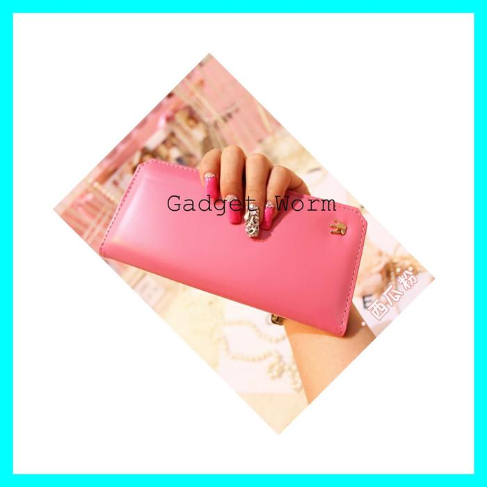 [Crown] Dompet Panjang Korea Slim Candy Colored - Pink