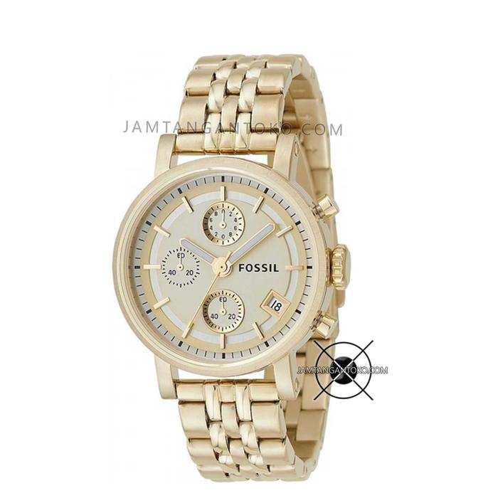 Jam Fossil Wanita Boyfriend Rantai ES2197 Yellow Gold Original