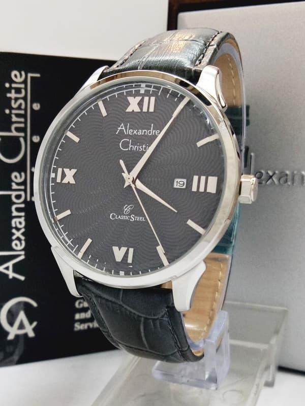 jam tangan pria alexandre christie AC 8457MD ABUABU SILVER PLAT ABUABU