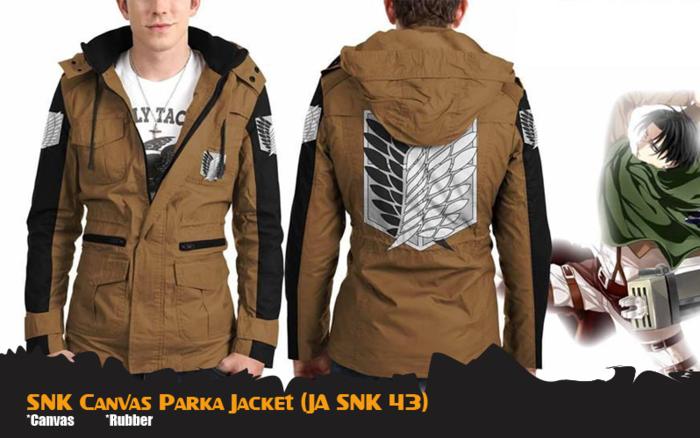 Jaket Anime Attack On Titan Parka Canvas Jacket Hoodie (JA SNK 43)