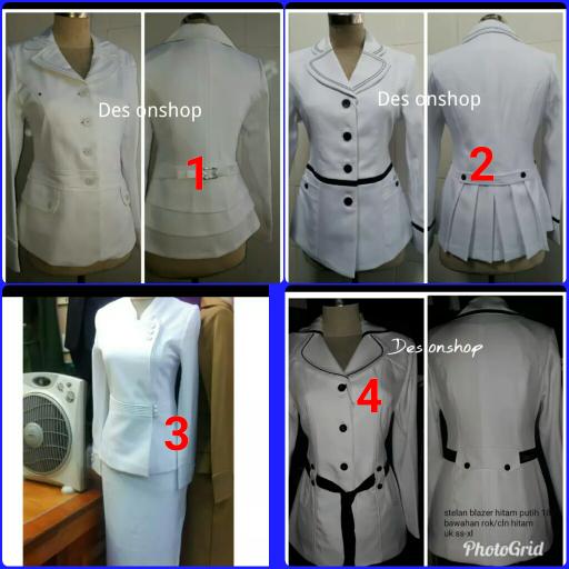 baju blazer pemda perawat putih merk chandra pns dinas pdh wanita