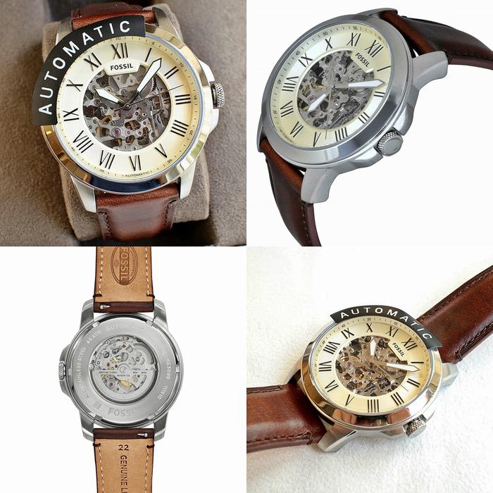 Jam Tangan Pria FOSSIL Grant ME3099 Skeleton SILVER Leather ORIGINAL