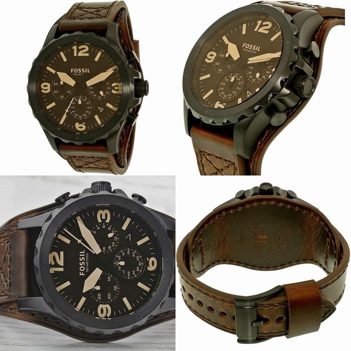 Jam Tangan Pria FOSSIL Nate JR1511 Chronograph BLACK Leather ORIGINAL