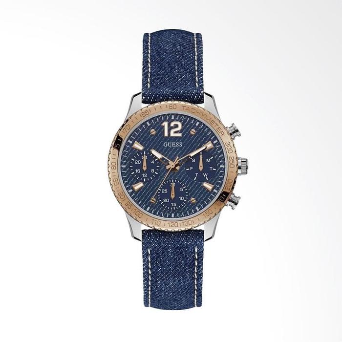 Guess Analog Jam Tangan Wanita Strap Denim Biru W1057L1 Original
