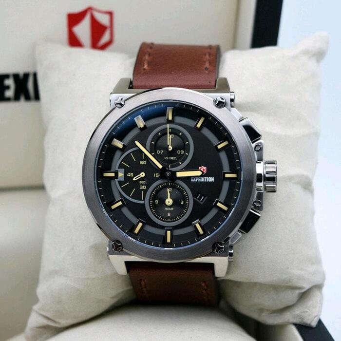 jam tangan expedition original E 6612M COKLAT SILVER ABUABU