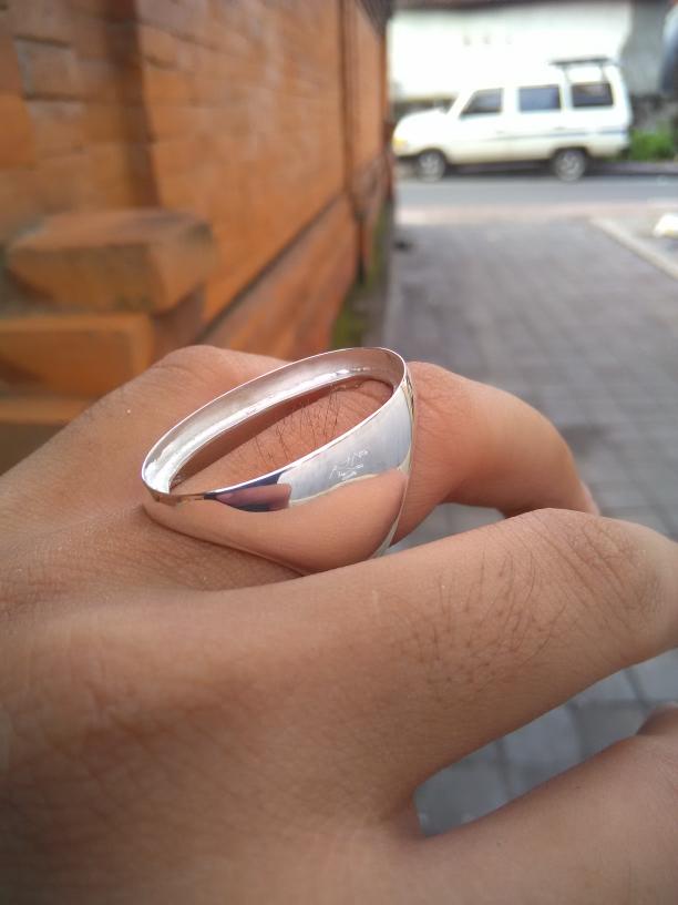 emban cincin perak handmade polos tanpa leher jumbo
