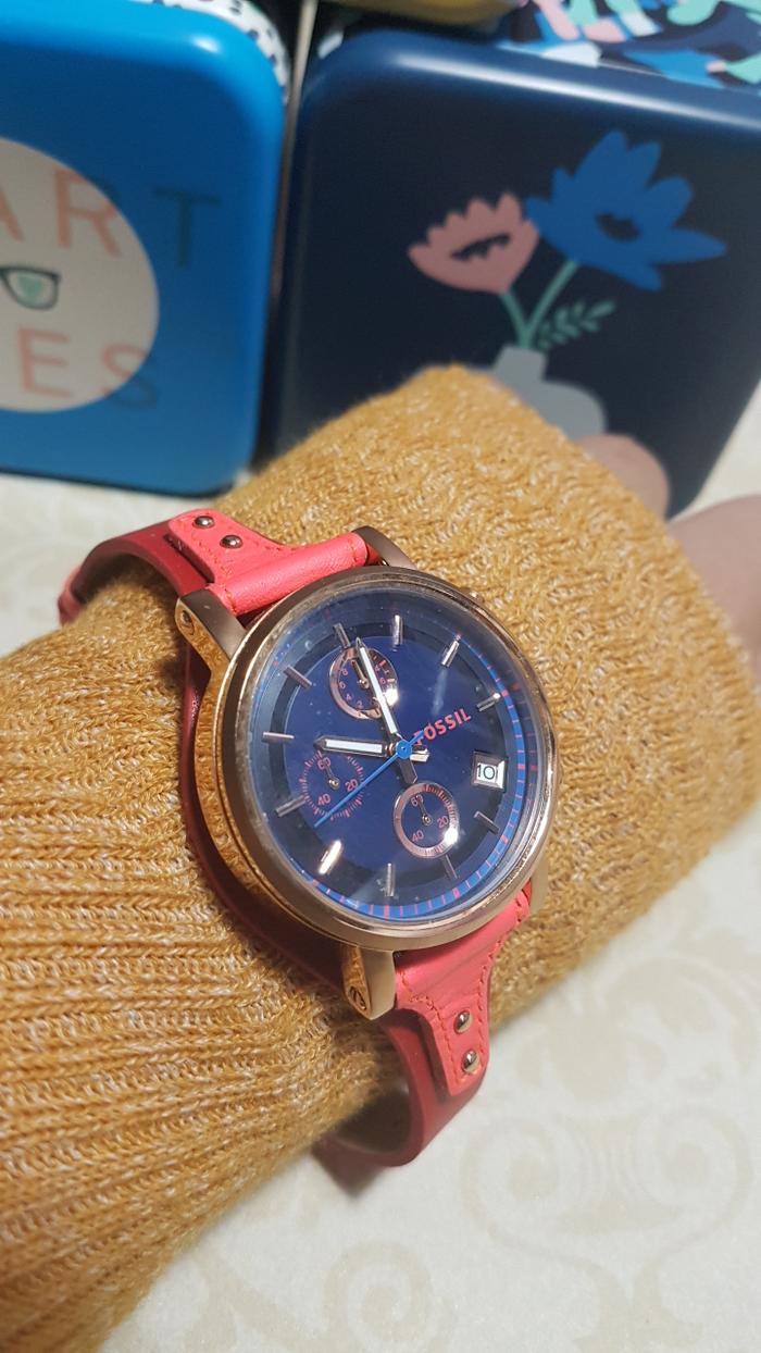 Jam Tangan Wanita Kulit Fossil Boyfriend Red Merah ES4115