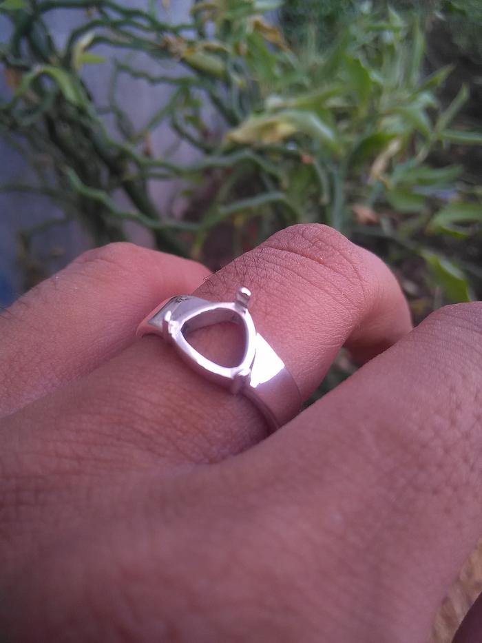 emban cincin perak handmade polos cakar segitiga
