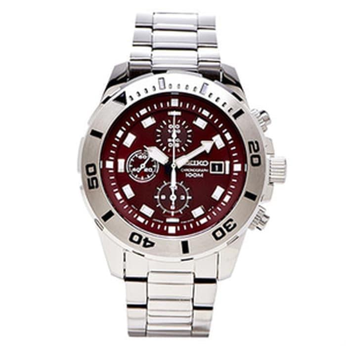 Seiko Quartz SNDE15P1 Chronograph Maroon Dial SNDE15