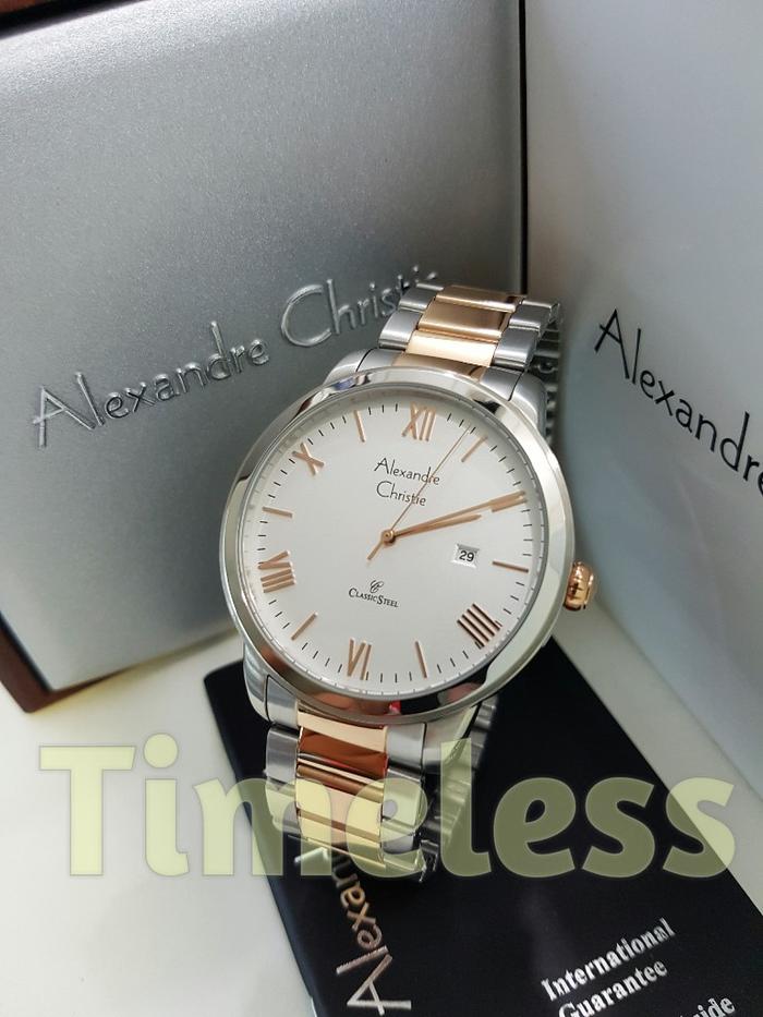 jam tangan pria alexandre christie ac 8567 MD Silver Rosegold