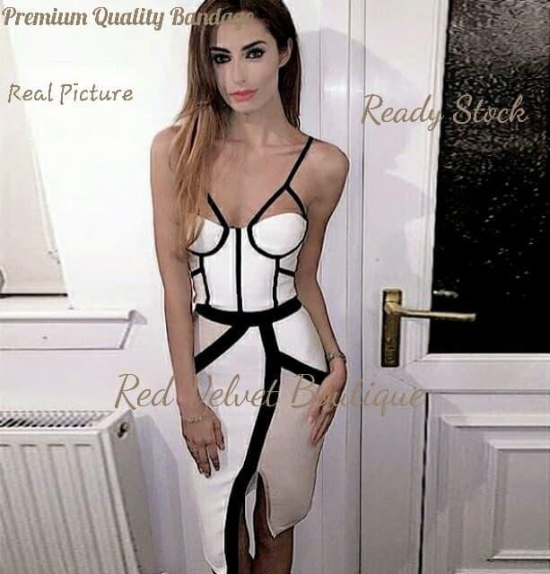 Bee Queen White Black Cream Dress IMPORT