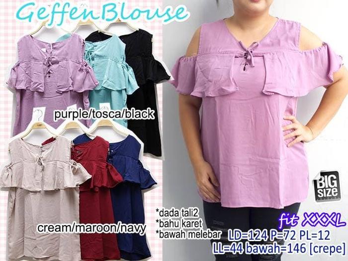 blus jumbo wanita fit 3L bahan twiscone, bahu bolong, bagus