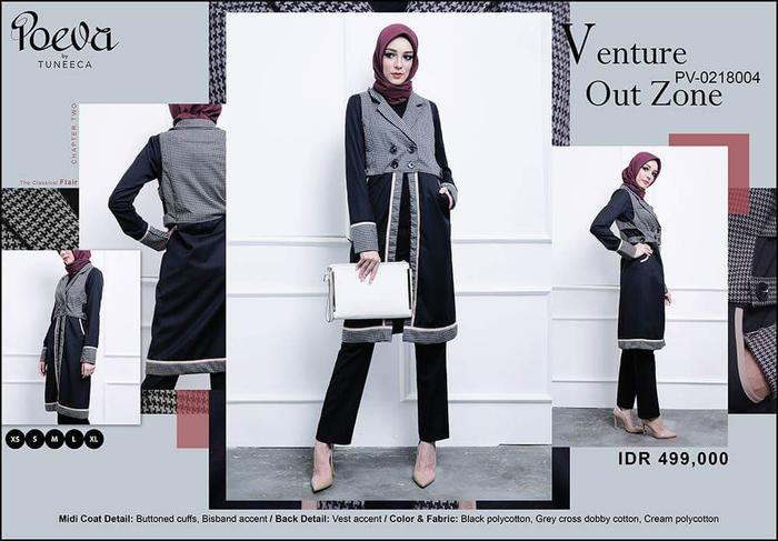 LONG TUNIK - POEVA PV 0218004 HITAM - BLOUSE CASUAL /KANTORAN