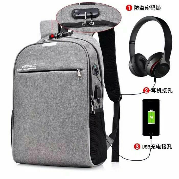 TAS RANSEL ANTI MALING USB PORT + HEADSET PORT SMART BACKPACK