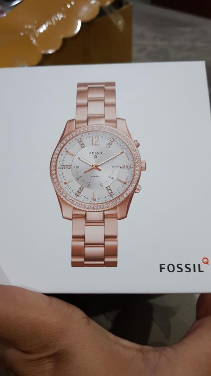 Jam Fossil Hybrid Dus Lengkap rosegold