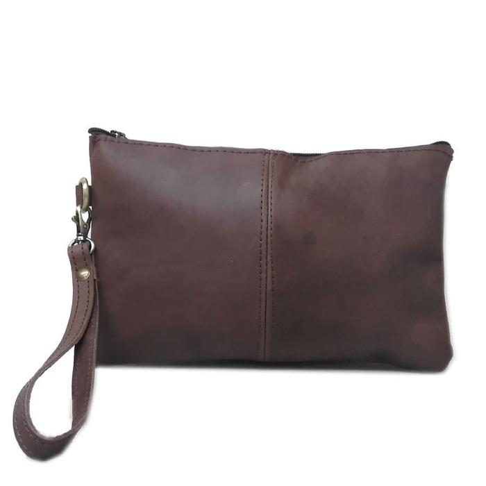 jinggajogja CLUTCH BRANDED FENDI POLOSAN COKLAT KOPI KULITSAPI PULL UP