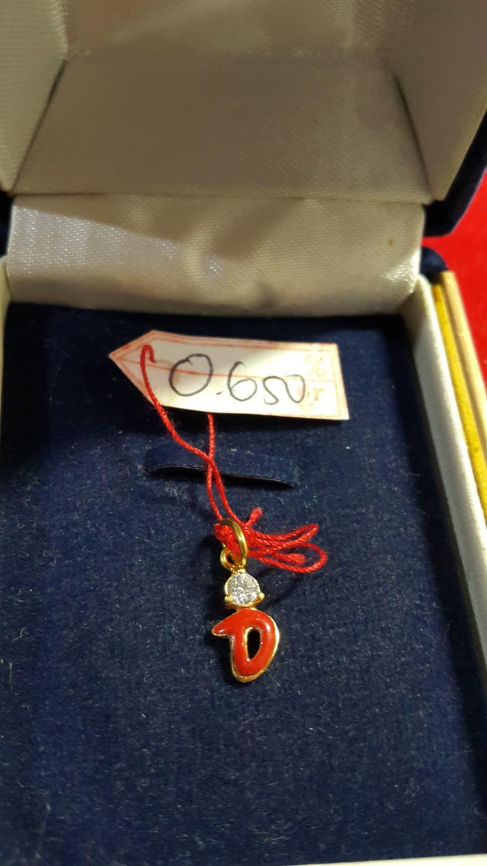 Liontin Kalung Huruf D Inisial Nama Emas kuning asli perhiasan permata